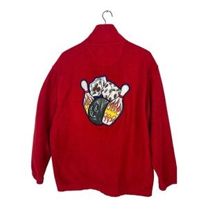 JNCO Jeans Sz XL Vintage Fleece 1/4 Zip Red Pullover Jacket Bowling Dice